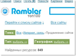 сервис каталогов сайтов РАМБЛЕР