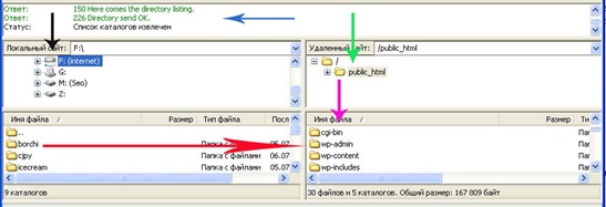  FileZilla Client перемещает каталоги на сервер
